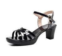 HNVAVQ Sandales à Plateforme Femme Talons Hauts Carrés Escarpins Bout Ouvert Chaussures à Plateau Cérémonie