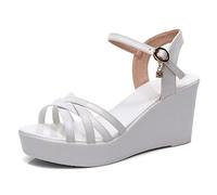 HNVAVQ Sandales Compensées Femme à Plateau Bout Ouvert Bride Cheville Réglable Chaussures d'Été Élégantes et Confortables pour Quotidien Bureau Soirée Mariage