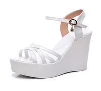 HNVAVQ Sandales Compensées Femme à Plateau Bout Ouvert Bride Cheville Réglable Chaussures d'Été Élégantes et Confortables pour Quotidien Bureau Soirée Mariage