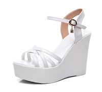 HNVAVQ Sandales Compensées Femme à Plateau Bout Ouvert Bride Cheville Réglable Chaussures d'Été Élégantes et Confortables pour Quotidien Bureau Soirée Mariage