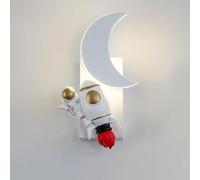 HNVBDOPAE Applique Murale Pour Enfants, Fusée Astronaute, Led À Intensité Variable, Luminaire Mural de Nuit Lunaire, Lampe Murale Nordique Moderne Pour Chambre D'Enfants, Garçons Et Filles, Chevet, Tê