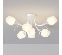 HNVBDOPAE Lustre de Salle À Manger, Plafonnier À Fleurs, Lustre de Chambre Moderne, Pour Salon, Chambre À Coucher, Salle À Manger, Jardin Rétro/Blanc/7 Têtes/Blanc/9 Têtes/Blanc/7 Têtes