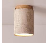 HNVBDOPAE Plafonnier Semi-Encastré E27, Style Rustique, Marbre, Rétro, Bois, Base En Noyer Noir, Idéal Pour Une Cuisine, Une Entrée, Un Couloir Ou Un Couloir./B