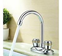 HNVBDOPAE Robinet de salle de bain en cuivre à double poignée de style européen Mélangeur chaud et froid pour lavabo à double trou de comptoir lavabo de qualité supérieure Design moderne