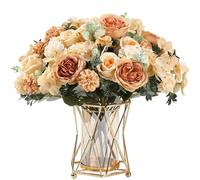 HNVNER 4 Bouquets de Roses et Pivoines Artificielles, Bouquet de Fleurs d'Hortensia Artificielles, pour la Décoration de Mariage, Table de Maison, Cadeau (Champagne)