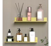 HNVNER Etagere Douche sans Percage, Or Brossé Etagere Murale Décorative Lot de 2, Etagere Rangement Salle de Bain 30cm, Metal Étagère Flottante pour Salon Chambre Cuisine Bureau Salle de Bains