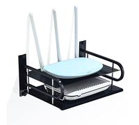 HNVNER Etagère Métal Murale pour Appareils Audiovisuels, Support Flottantes Étagères pour Routeur, Modem, Boîtier TV, Lecteurs Multimédias, Boîtier Sky, Console de Jeu (2 Niveaux, Petite)