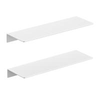 HNVNER Etagere Murale Blanc Brillant en Metal 2 Pièces, Tablette Murale en Aluminium sans Percage, Anti-Rouille, Largeur 40cm pour Décoration & Rangement dans Salon, Chambre, Salle de Bain