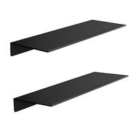 HNVNER Étagère Murale en Métal, Lot de 2, Noire, Longueur 40cm, Etagere Murale Flottante pour Salon, Chambre, Salle de Bain, Cuisine, Etagere Douche
