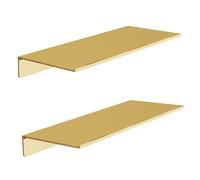 HNVNER Etagere Murale en Métal Lot de 2, Or Brossé Étagère Murale de Décoration pour Salon, Chambre, Salle de Bain, Etagère Flottante pour Le Rangement Mural (30 x 12.5CM)