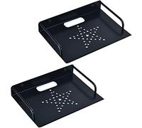 HNVNER Étagère Murale en Métal pour Routeur, Projecteur, Noir Étagère Flottante, Support Mural pour Boîtes De Câble, Decodeur, Consoles De Jeux, Lecteurs DVD (2PCS, Petite)