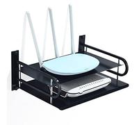 HNVNER Support Mural Etagère pour Composants TV Tels Que Boîtier de Télévision par Câble/Sky Box/Lecteurs Multimédia, Étagère Métal Flottante pour Routeur, Projecteur (2 Niveaux, Grand)