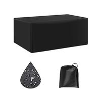 HNYDM Housse de Table de Jardin 145x105x70cm/LxWxH Noir Housses pour Mobilier de Jardin, 600D Tissu Oxford Bache Salon de Jardin Exterieur Impermeable Coupe-Vent, Anti-UV Housse Salon de Jardin