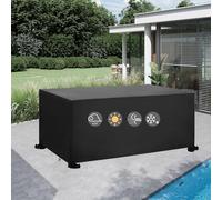 HNYDM Housse Salon de Jardin Exterieur, Housse Table de Jardin 600D Oxford, 330x80x30cm/LxlxH Bache Table Exterieur Imperméable, Bache Salon de Jardin Coupe Vent, Résistant Aux UV, Noir