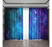 HNYDM Lot de 2 Rideaux de décoration pour la Maison, Motif de Vue Nocturne de la Ville et de la forêt Bleu foncé, Rideau de fenêtre imprimé Moderne WxH/2x135x250cm Rideaux occultant