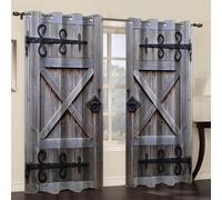 HNYDM Rideaux Modernes de Grange, Porte en Bois, Ferme, Chambre de bébé, Chambre à Coucher, Rideaux de fenêtre créatifs, Cuisine, Salon, terrasse, cantonnière WxH/2x127x240cm Rideau tamisant