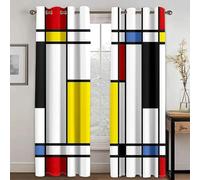 HNYDM Rideaux occultants 2 Panneaux Abstrait géométrique Rouge Moderne Rideaux de fenêtre pour Salon Chambre Cuisine Porte Maison WxH/2x140x220cm Rideaux