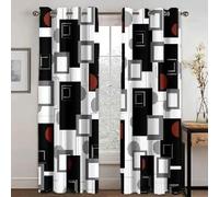 HNYDM Rideaux occultants 2 Panneaux Abstrait géométrique Rouge Moderne Rideaux de fenêtre pour Salon Chambre Cuisine Porte Maison WxH/2x117x230cm Rideaux