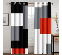 HNYDM Rideaux occultants 2 Panneaux Abstrait géométrique Rouge Moderne Rideaux de fenêtre pour Salon Chambre Cuisine Porte Maison WxH/2x115x240cm Rideau Opaque