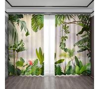 HNYDM Rideaux occultants à 2 Panneaux pour décoration de la Maison, Rideau en Gaze à Feuilles Tropicales, adapté à la Cuisine, au café, au Salon, au Balcon WxH/2x100x250cm Rideau Dressing