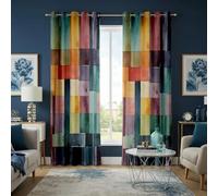 HNYDM Rideaux occultants bohèmes Patchwork Aquarelle, Motif géométrique Vibrant, 2 Panneaux pour Chambre (L x H / 2 x 130 x 240 cm)