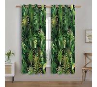 HNYDM Rideaux occultants Thermiques à Motif de Feuilles de Palmier Monstera Vertes, Rideaux antibruit pour Salon (L x H / 2 x 150 x 250 cm) Rideau Dressing