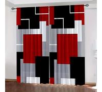 HNYDM Rideaux occultants Thermiques imprimés Rouges, Blancs, Gris et Noirs, Rideaux antibruit pour Chambre à Coucher (L x H / 2 x 132 x 210 cm) Rideau Dressing