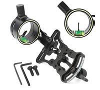 HNZMDY 1 Pin Bow Sight Viseur pour Arc à Poulies Micro Réglage Mire d'arc Visée d'arc 0.019" Broches de Fibre Optique avec Lumière de Visée pour la Chasse en Plein Air (Noir)