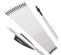 HNZMDY 12 flèches de tir à l'arc en Carbone Mixte de 31,5 Pouces - 500 Spine, ailettes de 3 Pouces, Pointes de flèche de 100 Grains, adaptées aux arcs à poulies, aux arcs recurve (White)