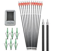 HNZMDY 12 flèches en Carbone de tir à l’Arc 30 Pouces, diamètre intérieur 6,2 mm, rigidité 500, livrées avec 6 Pointes de flèche, idéales pour la Chasse et l’entraînement au tir sur Cible (Orange)
