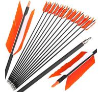 HNZMDY 12 Flèches en Carbone Flu-Flu de 30 Pouces avec 4 Plumes de Dinde, Spine 500, flèches de Chasse et de Cible pour tir à l’Arc, Arc à poulies et Arc recourbé