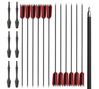 HNZMDY 12 pièces flèches Carbone Flu-Flu de 30 Pouces, 6/12 pièces Pointes de flèche avec 4 Plumes de dindon, spines 500, flèches de Chasse et de tir à la Cible pour Arc (2 Rouge, 2 Noir)