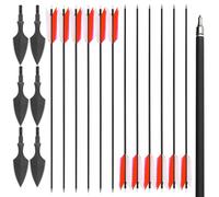 HNZMDY 12 pièces flèches Carbone Flu-Flu de 30 Pouces, 6/12 pièces Pointes de flèche avec 4 Plumes de dindon, spines 500, flèches de Chasse et de tir à la Cible pour Arc (Rose, Orange, Blanc)
