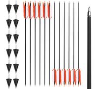 HNZMDY 12 pièces flèches Carbone Flu-Flu de 30 Pouces, 6/12 pièces Pointes de flèche avec 4 Plumes de dindon, spines 500, flèches de Chasse et de tir à la Cible pour Arc (2 Orange, 2 Blanc)