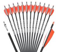 HNZMDY Archery 30” Flèche en Carbone Spine 500 Arbre 7,8 mm OD avec Inserts et Nocks, Idéale pour Arc Classique, Chasse & Entraînement Ciblé (Orange)