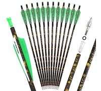 HNZMDY Boulons d'arbalète 16 Pouces 17 Pouces 18 Pouces 20 Pouces 22 Pouces Flèches d'arbalète avec Pointes Amovibles Tir à l'arc Flèches en Carbone pour la Chasse (Vert, 20")