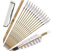 HNZMDY Ensemble de 12/24 flèches Hybrides en Carbone 500 Spine avec carquois pour la Chasse en Plein air et Le tir à la Cible (24pcsWhite Set)