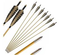 HNZMDY Flèches en Bois véritable de 31,5 Pouces pour Arc Traditionnel recurve, Chasse en Plein air, entraînement au tir à l'arc (12 pièces)