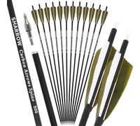 HNZMDY Freccia per Tiro Con l’Arco in Carbonio 30” - Spina 500, Fusto OD 7,8 mm Con Nock Incastrati, Ideale per Arco Ricurvo, Caccia e Allenamento al Bersaglio (24)