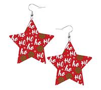 Ho Ho Ho Père Noël Rire Boucles D'oreilles En Cuir En Forme D'étoile Femmes Filles Boucles D'oreilles Simples Cadeaux Pour Elle