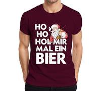 Ho Ho HOL Mir Mal EIN Bier Santa Christmas T-shirt pour homme, bordeaux, XL
