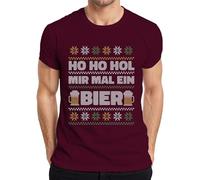 Ho Ho HOL Mir mal EIN Bier - T-shirt de Noël pour homme, bordeaux, XL