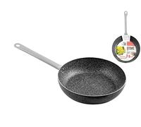 Ho-Me Home Family Stone Poêle Antiadhérente avec Manche, Pierre, Noir/Gris, 32 cm