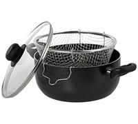 Ho-Me In Rombo Home Maitre Friteuse Antiadhérente avec Couvercle en Verre, Aluminium, Anthracite, 24 cm