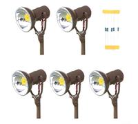 HO Scale Lot de 5 lampadaires LED avec lumière blanche chaude, accessoires de modélisme ferroviaire pour éclairage de scène, comprend des résistances et des vis pour alimentation 3 V CC (marron)