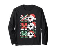 Ho Soccer Christmas Santa Football Player Sports Xmas Manche Longue