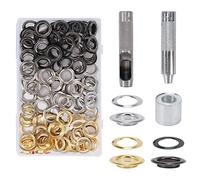HO2NLE 100pcs Ensembles Oeillets 14mm Kit de Grommets Eyelets Outils Metal Grommet Kit Oeillet avec Outils Oeillet pour Toile Bâche Tente de Réparation Argent