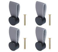 HO2NLE 4 Pièces Cuir Poignee Gris Boutons de Meubles en Cuir 5,6 x 2,9CM Poignée de Tiroir, Armoire, Placard, Cuisine, Salle de Bain