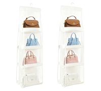 HO2NLE Lot de 2 organiseurs de sac à main à suspendre - 8 poches - Pliable - Résistant à la poussière - Pour femme - Armoire familiale - Pour chambre à coucher - Économie d'espace