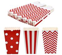 HoaaiGo 15 Pièces Boîtes à Popcorn, Sac Papier Pop Corn Classique, Petite Rétro Bonbons Conteneur Rouges et Blancs, Pot à Popcorn pour Fête Soirées Cinéma